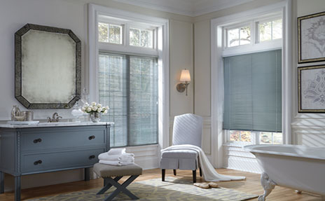 Hunter Douglas shades in a bathroom near Dryden New York